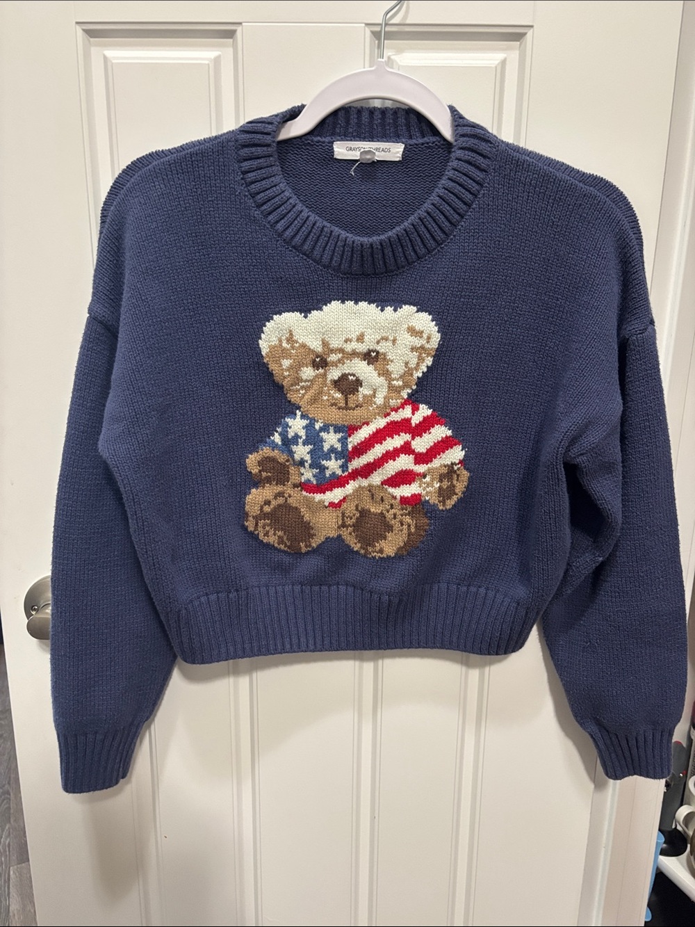 Grayson Threads Navy Teddy Bear Crewneck Sweater